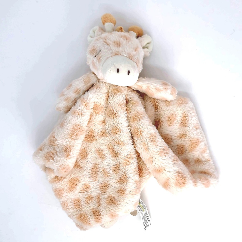 Kellytoy Giraffe Baby Security Blanket Lovey Rattle Tan Spotted Plush 14x14 Good